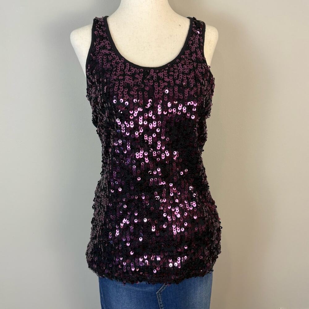 WDNY Sequin Tank Top Party Y2K Vintage McBling Glam Zipper Women's Size Small